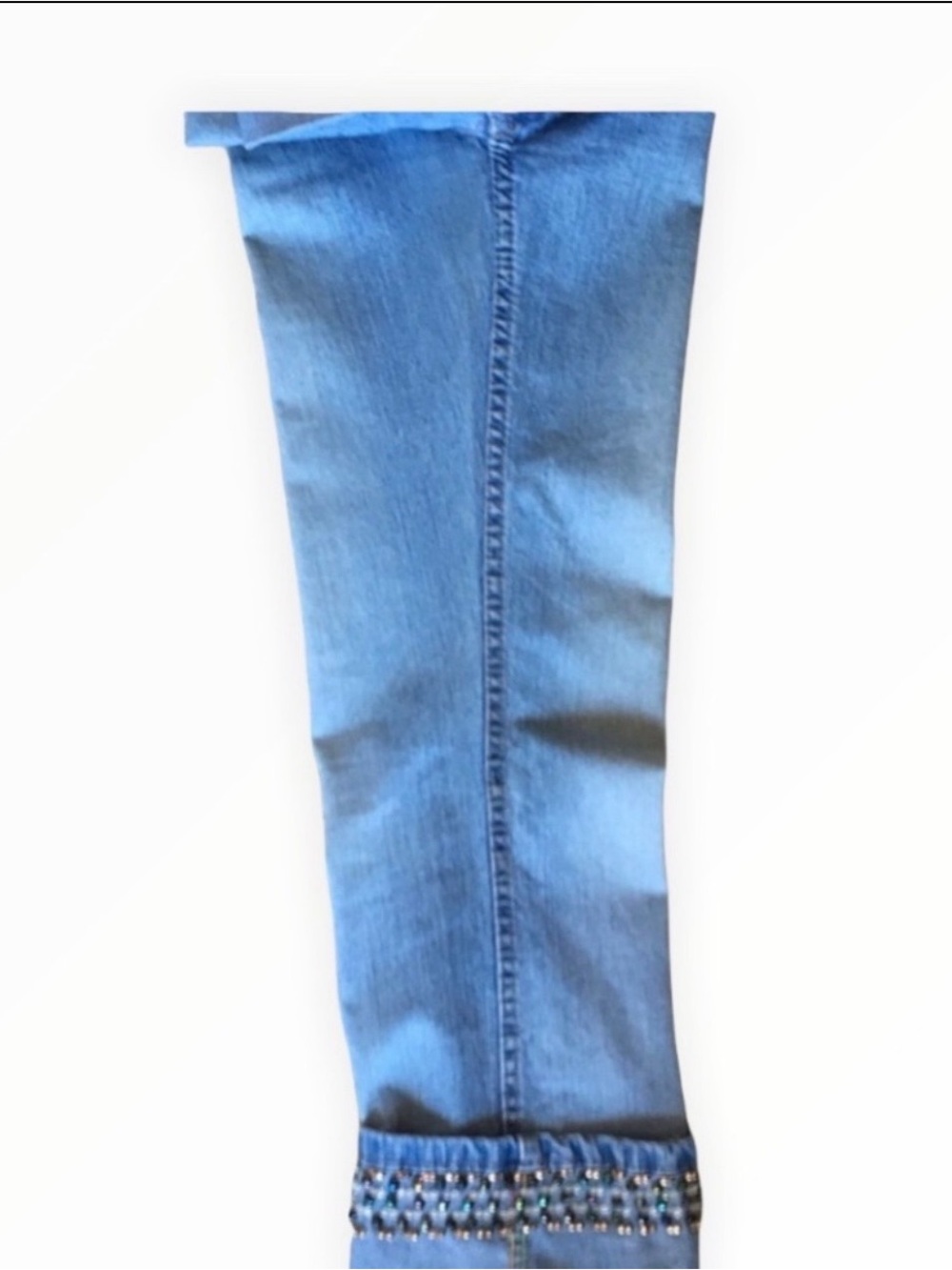 🔴 Curious Beaded-Cuff Medium-Wash Straight Jeans - Picture 7 of 10